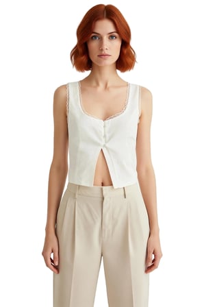 Yazlık Pamuklu Crop Bluz Fitted Kalıp Kare Yaka Günlük Stil Dayanıklı Malzeme Seçkin