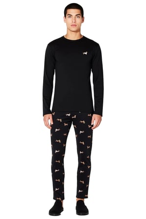 Erkek Penguen Nakışlı Bisiklet Yaka Uzun Kollu Pijama Takımı Fonksiyonel Dayanıklı Estetik