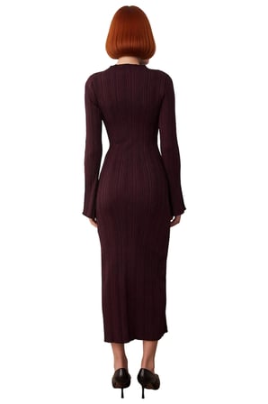 Kadın Bodycon Kesim Dik Yaka Uzun Kol Maxi Triko Elbise Kış Aylarında Şık ve Rahat Bir Tarz Sunar