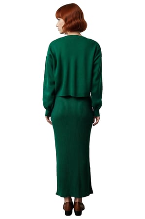 Kadın Bodycon Kesim Midi Triko Elbise Uzun Kollu Uyumlu Kazak İkili Takım Şık Günlük Stile Uygun