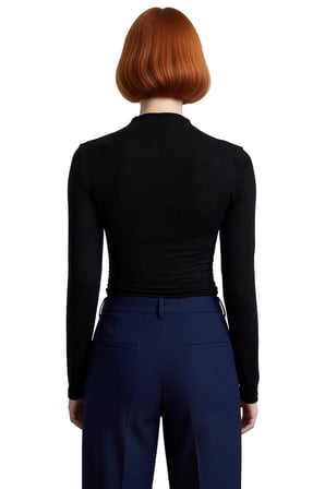 Kadın Fitted Dik Yaka Uzun Kollu Asimetrik Crop Bluz Cool & Comfort Koleksiyonuyla Kış