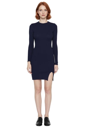 Kadın Triko Bodycon Uzun Kollu Mini Elbise Bisiklet Yaka Tasarım İlkbahar Sonbahar Şıklığı