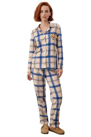 Kadin Ekose Polar Pijama Takımı Kirmizi Detayli Fonksiyonel Dayanıklı Kaliteli Konforlu Şık