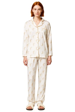 Kadın Gömlek Yaka Çiçek Desenli Waffle Pijama Takımı Fonksiyonel Dayanıklı Kaliteli Modern