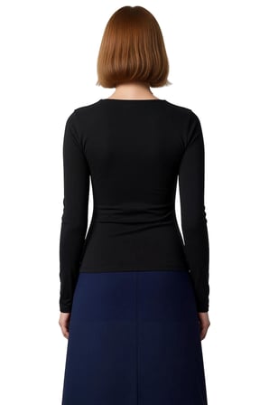 Kadın Bordo Kare Yaka Fitted Uzun Kollu Bluz Likralı Penye Süprem Dokuma Kışlık Casual Giyim İçin