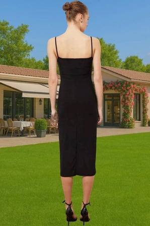Kadın Midi Boy Bodycon Elbise İnce Askılı Degaje Yaka Rahat Şık Günlük Yaz Aylarının Vazgeçilmezi