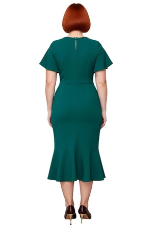 Kadın Büyük Beden Bodycon Midi Elbise Melek Kol Dokuma Kumaş Bisiklet Yaka Şık Günlük Stile Uygun