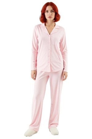 Kadın Pötikareli Gömlek Yaka Pijama Takımı Fonksiyonel Dayanıklı Kaliteli Konforlu Estetik