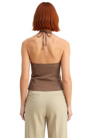 Kadın Halter Yaka Gabardin Dokuma Bluz Şık Ve Konforlu Günlük Stil Kaliteli Şık Rahat Modern