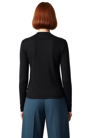 Kadın Regular Kalıp Polyester Esnek Örme Bluz Bisiklet Yaka Fermuar Detaylı Uzun Kollu Cool &