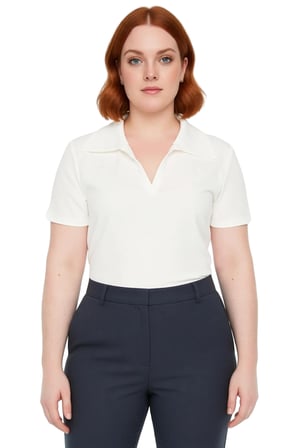 Kadın Polo Yaka Kısa Kollu Vücuda Oturan Fitilli Örme Bluz Günlük Rahat Kullanım İçin İdeal