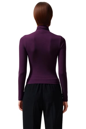 Kadın Kahverengi Büzgülü Dik Yaka Crop Kesim Uzun Kollu Smart Basic Örme Bluz Kışlık Kullanım İçin