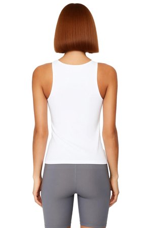 Kadın Kare Yaka Örme Spor Üst Bluz Kalın Askılı Dalgıç Kumaş Yazlık Sporwear Koleksiyonu