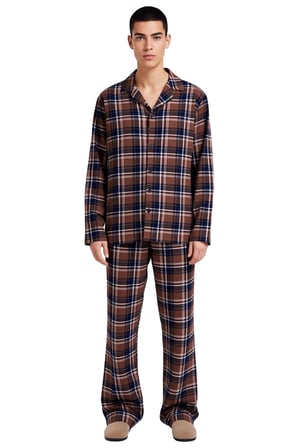 Erkek Kareli Pijama Takımı Uzun Kollu Gömlek Pantolon Fonksiyonel Dayanıklı Kaliteli Rahat