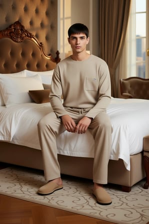 Erkek Doku Detaylı Bisiklet Yaka Sweatshirt ve Boru Paça Pantolon Takımı Fonksiyonel Rahat