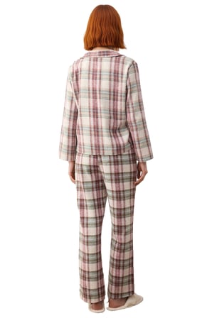 Kadın Ekose Flanel Pijama Takımı Gömlek Yaka Uzun Kollu Fonksiyonel Dayanıklı Kaliteli Şık