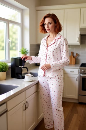 Kadın Kalp Desenli Müslin Pijama Takımı Gömlek Yaka Uzun Kollu Fonksiyonel Dayanıklı Rahat