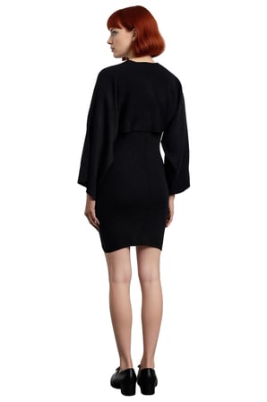 Kadın Triko Bisiklet Yaka Uzun Kollu Bolero Mini Bodycon Elbise Takımı Modern Şıklık Kaliteli