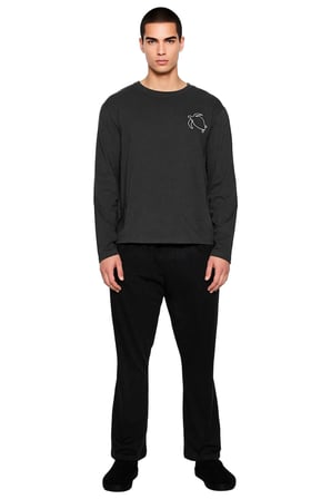 Erkek Bisiklet Yaka Uzun Kollu Pijama Takımı Fonksiyonel Dayanıklı Kaliteli Konforlu Rahat