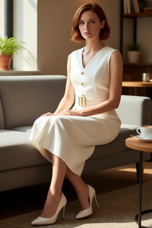 Kadın Bodycon Kesim Kolsuz V Yaka Kemerli Midi Elbise Aksesuar Detaylı Şık ve Modern Finike Dokuma