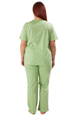 Mint Kalp Desenli Kadın Pijama Takımı Fonksiyonel Dayanıklı Kaliteli Konforlu Estetik Spor