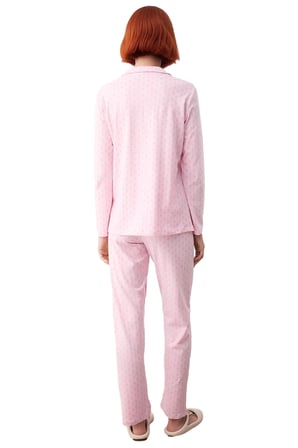 Kadın Kurdele Fiyonk Desenli Gömlek Yaka Pijama Takımı Fonksiyonel Dayanıklı Kaliteli Spor