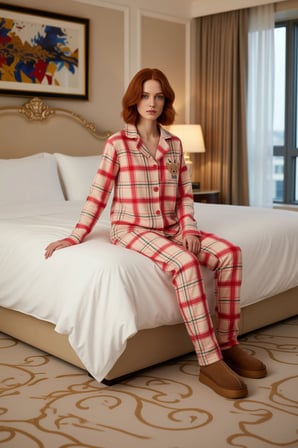 Kadin Ekose Polar Pijama Takımı Kirmizi Detayli Fonksiyonel Dayanıklı Kaliteli Konforlu Şık