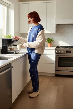 Kadın Ayıcık ve Kalp Desenli Polar Pijama Takımı Fonksiyonel Dayanıklı Kaliteli Konforlu Şık