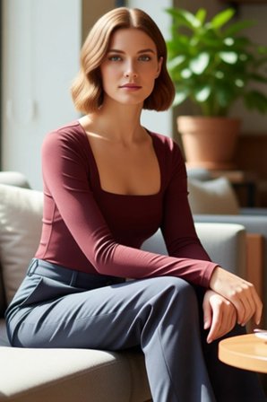 Kadın Bordo Kare Yaka Fitted Uzun Kollu Bluz Likralı Penye Süprem Dokuma Kışlık Casual Giyim İçin
