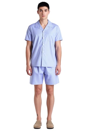 Erkek Çizgili Gömlek Şort Pijama Takımı Fonksiyonel Dayanıklı Kaliteli Konforlu Estetik Şık