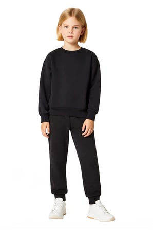 Kız Çocuk Konforlu Pamuklu Regular Fit Sweatshirt ve Eşofman Altı Takımı Kaliteli Şık Rahat