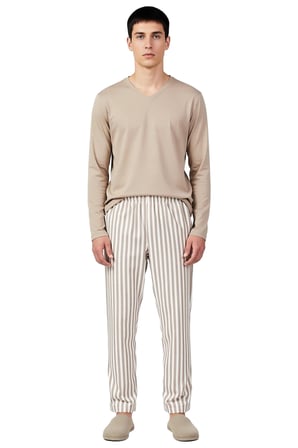 Erkek Vizon Çizgili Regular Fit Örme Pijama Takımı Fonksiyonel Dayanıklı Kaliteli Konforlu