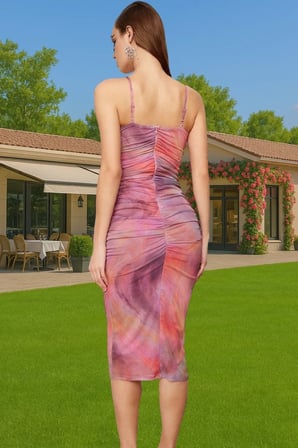 Kadın Bodycon Midi Örme Abiye Elbise Soyut Desenli Yazlık Balo Elbisesi Yaz Aylarının Vazgeçilmezi