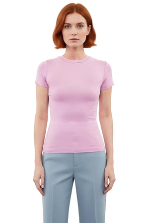 Viskon Ribana Bisiklet Yaka Fitted Bluz Günlük Kombinler İçin Rahat Kullanım Modern Stil