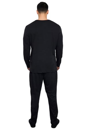 Erkek Nakışlı Bisiklet Yaka Uzun Kollu Pijama Takımı Fonksiyonel Dayanıklı Kaliteli Modern