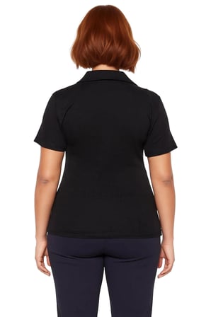 Kadın Polo Yaka Kısa Kollu Vücuda Oturan Fitilli Örme Bluz Günlük Rahat Kullanım İçin İdeal