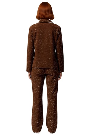 Kadın Kalp Desenli Müslin Pijama Takımı Gömlek Yaka Uzun Kollu Fonksiyonel Dayanıklı Rahat