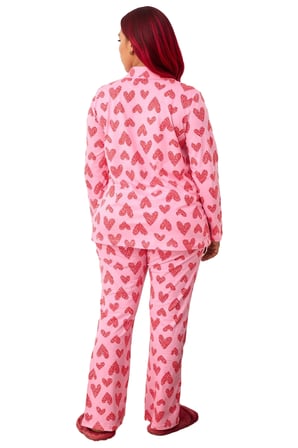 Kadın Kalp Desenli Pijama Takımı Fonksiyonel Dayanıklı Kaliteli Konforlu Estetik Premium Şık