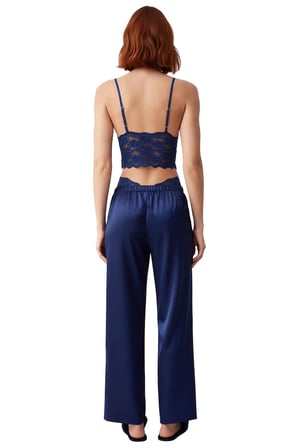 Kadın Açık Dantel Detaylı Saten Pijama Takımı Fonksiyonel Dayanıklı Kaliteli Konforlu Spor