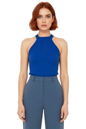 Kadın Basic Halter Yaka Akrilik Triko Bluz Regular Kalıp Zarifane Tasarım Dayanıklı Malzeme