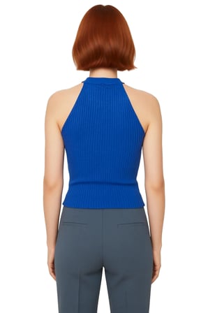 Kadın Basic Halter Yaka Akrilik Triko Bluz Regular Kalıp Zarifane Tasarım Dayanıklı Malzeme