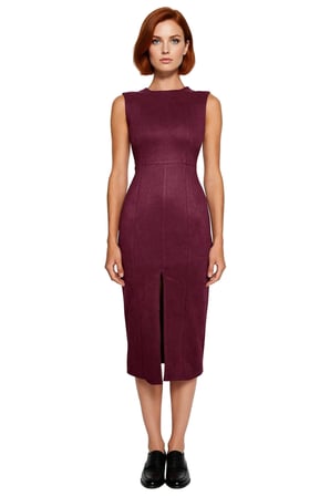 Kadınlara Özel Smart Bodycon Süet Dokuma Midi Elbise Kolsuz Şık Tasarımıyla Gündüzden Geceye.