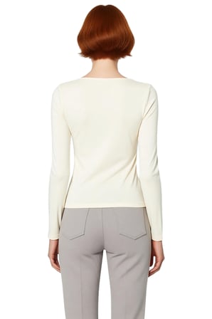 Kadın Gri Kare Yaka Fitted Uzun Kollu Pamuklu Bluz Günlük Kullanım İçin Cool & Comfort Özellikli