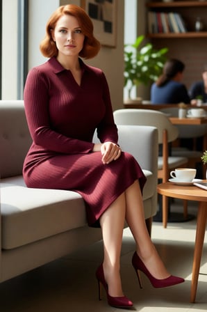 Kadın Polo Yaka Fitilli Bodycon Triko Midi Elbise Uzun Kollu Kış Günlük Şık Akrilik Tasarım