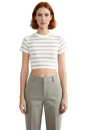 Şık Çizgili Viskoz Crop Bluz Yazlık Rahat Fitted Kalıp Uzun Ömürlü Seçkin Malzeme Trend Tasarım