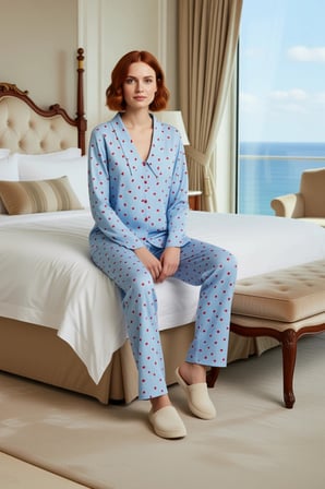 Kadın Kalp Desenli Gömlek Yaka Pijama Takımı Fonksiyonel Dayanıklı Kaliteli Konforlu Rahat