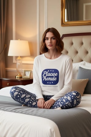 Kadın Galaksi Desenli Bisiklet Yaka Uzun Kollu Pijama Takımı Fonksiyonel Dayanıklı Estetik