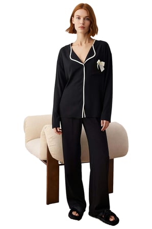 Kadın Viskoz Dokuma Gömlek Ve Pantolon Pijama Takımı Fonksiyonel Dayanıklı Kaliteli Modern