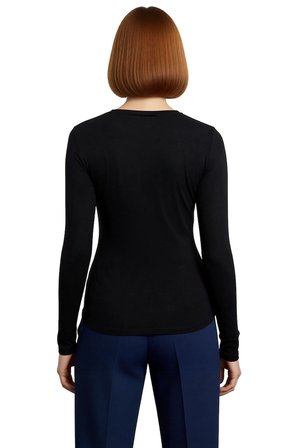 Kadın Antrasit Viskon Çizgili Fitted Uzun Kollu Basic Bluz Cool & Comfort Persona İle Günlük