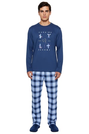Erkek Ekose Pamuk Pijama Takımı Bisiklet Yaka Uzun Kollu Fonksiyonel Dayanıklı Kaliteli Şık